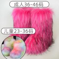Fur Boots Men Women Plus Size Winter Imitation Raccoon Fox Fur Artificial Fur Snow Boots