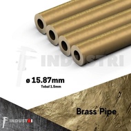 Pipa kuningan dia 16mm x t. 1.5mm | Laras polos kuningan 5/8 inch