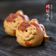 Yixing Zisha Tea Pet Fish Tea Play Lucky Dangtou Golden Arowana Tea Ceremony Ornaments Creative Tea 