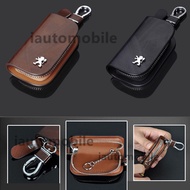 Peugeot Leather Car Key Bag Keychain Accessories for 206 207 208 308 406 408 508 2008 3008 5008