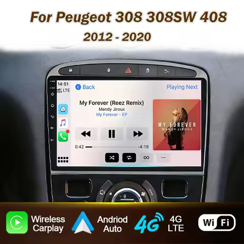 Car Radio For Peugeot RCZ 308 SW 2007-2015 408 2012-2020 Android Auto Screen Multimedia Player GPS N