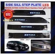 (BLACK CHROME) Toyota Estima ACR50 2006 - 2017 Door Side Step/ Side Sill Plate With Led (Blue)