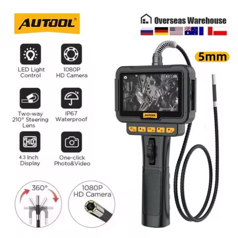 AUTOOL SVB305 1080P HD Automotive Industrial Endoscope with Light 5MM Autofocus Endoscope Inspection