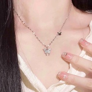 S999 Silver Butterfly Pendant Sparkling Collarbone Necklace S999银蝴蝶轻奢波光粼粼锁骨项链