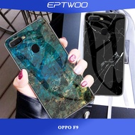 EPTWOO For OPPO F9 Phone Case Marble Color Tempered Glass Casing Glass Back Cover Soft TPU Bumper Case JB-02