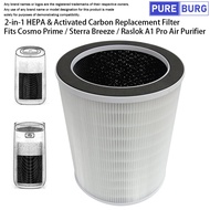 Fits Cosmo Prime/Sterra Breeze/Raslok A1 Pro/EuropAce EPU 5550z Air purifier Replacement HEPA &amp; Activated Carbon Filter