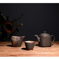 陳俊才柴燒茶壺 原礦儂翠釉中式復古青銅綠鈞瓷手工分茶器公道杯