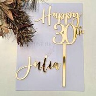 Personalized Age Number & Name Cake Topper Set, Acrylic Hanging Cake Decorations Suitable For 1st, 1