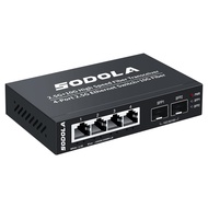 6 Port 2.5G Umanaged Ethernet Switch,4X 2.5GBASE-T Ports,2X 10G SFP, 60Gbps Switching Capacity,Mini 