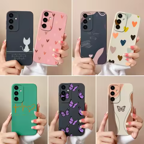 For Samsung S24 FE Case Love Heart Liquid Silicone Phone Cover For Samsung S 24 S24FE Funda Camera P