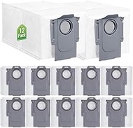 Chrostion 12 Pack Q Revo Dust Bags for Roborock QV 35A/Qrevo S5V/Saros 10/10R/Qrevo/Q RevoS/Qrevo Pr