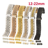 12-22mm Straight Curved End Universal Watch Strap Solid 304 Stainless Steel Watch Band Jubilee Brace