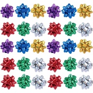 50 Keping Riben Hadiah Berwarna-warni, Riben Mini Krismas, Riben Bintang Logam, Riben Pembungkus Had