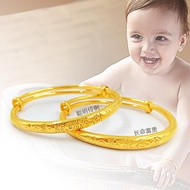 Saudi Gold 18k Pawnable Legit Children's push-pull bracelet buckle baby's birthday gift