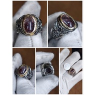 MERAH Natural Amethyst Ring with Red Coral Jelly, handmade Türkiye