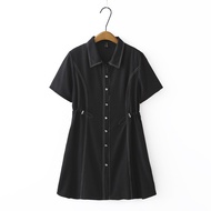 Plus Size XL-4XL Women's Short Sleeve Knee Length Dress or Midi Long Dress Vintage Fashion Female Dr