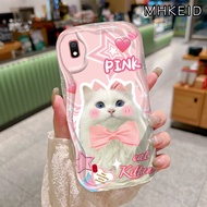 MHKEID Casing Hp Samsung Galaxy A10 A11 M33 Case Pola kucing merah muda yang lucu Jelas Silikon Soft