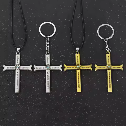 Hawk Eyes Dracule Mihawk Cross Keychain Strongest Swordsman Black Blade Yoru Weapon Model Key Chain 