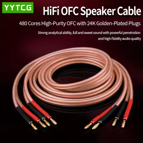 One Pair oxygen-free Copper OFC Audio HiFi Speaker Cable Banana Plug to Banana Plug Speaker Cable Ce