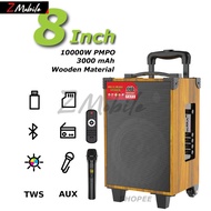 Sing-E JQS-908S 8Inci Troli Speaker Kayu dengan 10000 PMPO Super Bass Speaker Karaoke System Subwoof