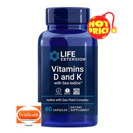 Life Extension Vitamins D and K with Sea-Iodine™ / 60 Capsules