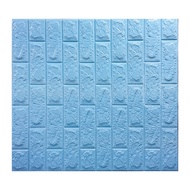 【家適帝】3D立體防撞隔音泡棉磚壁貼 70X77 cm(5片)/ 淡藍色