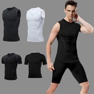 Sleeveless tight fitting sports vest for men quick drying available in multiple sizes for swimming f