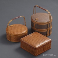 Tea Ceremony Handmade Storage Vintage Rattan Food Box Tea Set Tea Cake Box Japanese Pu-erh Jewelry B