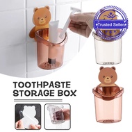Bear Cartoon Toothbrush Holder Without Hole Wall Hanging Shelf Storage Household Box H5o9