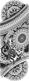 Temporary Tattoo,Snake Yin Yang Flower,Snake Tattoos,Water-Resistant,Lasts 1-2 Weeks,Real Tattoo Loo