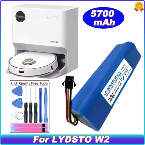 LOSONCOER 5700mAh Replacement Battery For LYDSTO W2 Robot Vacuum Cleaner Accessories Spare Parts