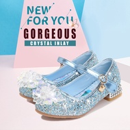Size:26-37  Putri Cantik Safir Sepatu Pesta Anak Perempuan Frozen Elsa Hak tinggi anak perempuan
