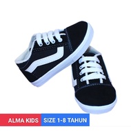 ALMA_GIRL'S SHOES SCHOOL SHOES SIZE 1-8 YEARS BLACK AND WHITE SHOES CANVAS SHOES