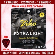 【POS CEPAT】 Ziko Acoustic Guitar String *1 SET 6 STRINGS* Tali Guitar Tali Kapok Gitar *1 SET 6 TALI* FREE PICK 【M'sia Seller 】