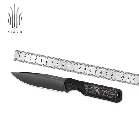 Kizer EDC Fixed Blade Knife Militaw 1067A1 S35VN Steel Blade With ALUMINUM & Camo gold Fat carbon Ha