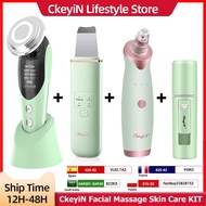CkeyiN EMS Facial Massager LED Light Therapy Skin Care Ultrasonic Cleaner Blackhead Remover Nano Spr