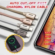 Auto Cut-off Fast Charging Nylon Cable Inligent Power Off Data Line For Mobile Phone Android Type-C
