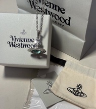 全Vivienne Westwood   Petite orb 鋯石黃銅 土星球體吊墜 項鍊 頸鏈銀色 薄荷綠星球8050889174424