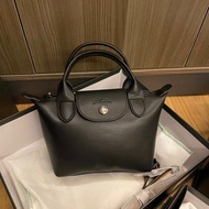 Longchamp Le Pliage 小羊皮手挽袋 黑色餃子包mini手拎斜挎休閒百搭