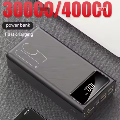 New Power Bank 30000mAh/40000mAh External Battery USB QC Fast Charging Powerbanks LED Display Portab