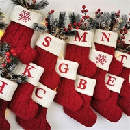 Christmas Socks Red Snowflake Alphabet Letters Christmas Knitting Stocking Christmas Tree Pendant Decorations For Home Xmas Gift beautysecret