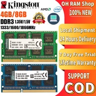 【การจัดส่งที่รวดเร็ว】Kingston RAM แล็ปท็อป DDR3L DDR3 4GB 8GB RAM 1600Mhz PC3L 10600S 12800S 14900S