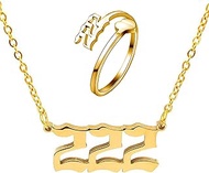 Angel Number Necklace, Dainty 18K Gold Plated Number 222 333 444 777 888 Necklace Pendants Choker Ne