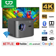 GOOJODOQ Penjajaran Projektor Pintar Kecerahan 4K 1080P