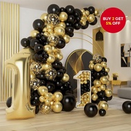 Black Gold Confetti Silver White Red Latex Balloon Garland Arch Kit for 18th, 30th, 40th, 50th, 60th