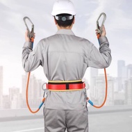 Fall Arrest Belt with Lanyard Adjustable Safety Harness with Double Lanyard Harness with Waist Pad S