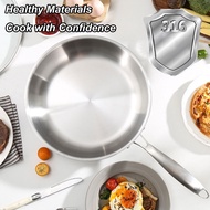 【Malaysia Warehouse】30cm/12 Inch Tri-Ply Stainless Steel Frying Pan Skillet Induction Cooking Pan wi