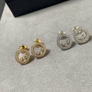 [With Packaging Box] Chopard Chopard Round Earrings Shaking 18k Rose Gold Earrings Full Diamond Earr