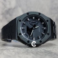 《改裝訂製》G-SHOCK特別限量版 男裝女裝手錶鋼錶電子錶 防水潛水錶 農家橡樹 Casioak Casio G Shock Special Limted Edition GA2100 Luxury Men Ladies Watch 黑色 銀色