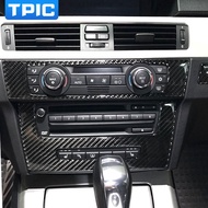 TPIC Carbon Fiber Air Conditioning CD Panel Decorative Cover Trim For BMW E90 Auto Interior Accessories Car Styling 3D S